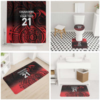 New Zealand Rugby Pacific Custom Bathroom Set Whatumoana Maori Tribal Tattoo - Polynesian Pride