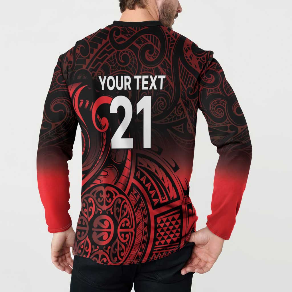 New Zealand Rugby Pacific Custom Button Sweatshirt Whatumoana Maori Tribal Tattoo