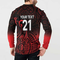 New Zealand Rugby Pacific Custom Button Sweatshirt Whatumoana Maori Tribal Tattoo