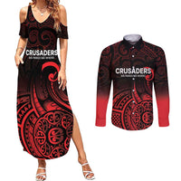 New Zealand Rugby Pacific Custom Couples Matching Summer Maxi Dress and Long Sleeve Button Shirt Whatumoana Maori Tribal Tattoo