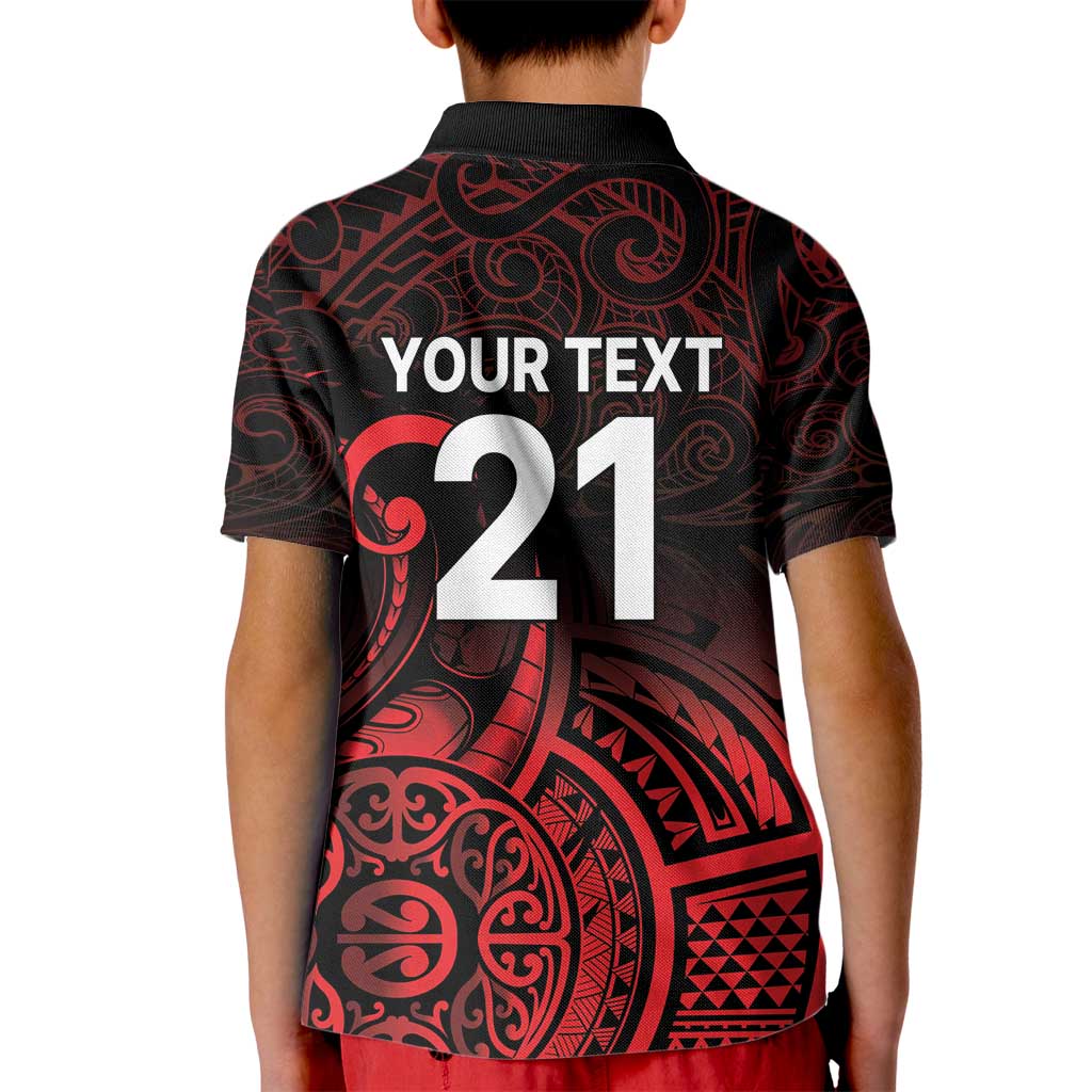 New Zealand Rugby Pacific Custom Kid Polo Shirt Whatumoana Maori Tribal Tattoo