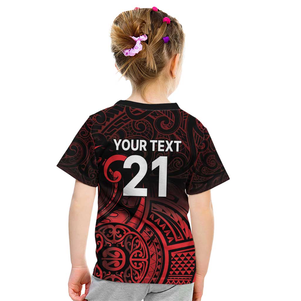 New Zealand Rugby Pacific Custom Kid T Shirt Whatumoana Maori Tribal Tattoo