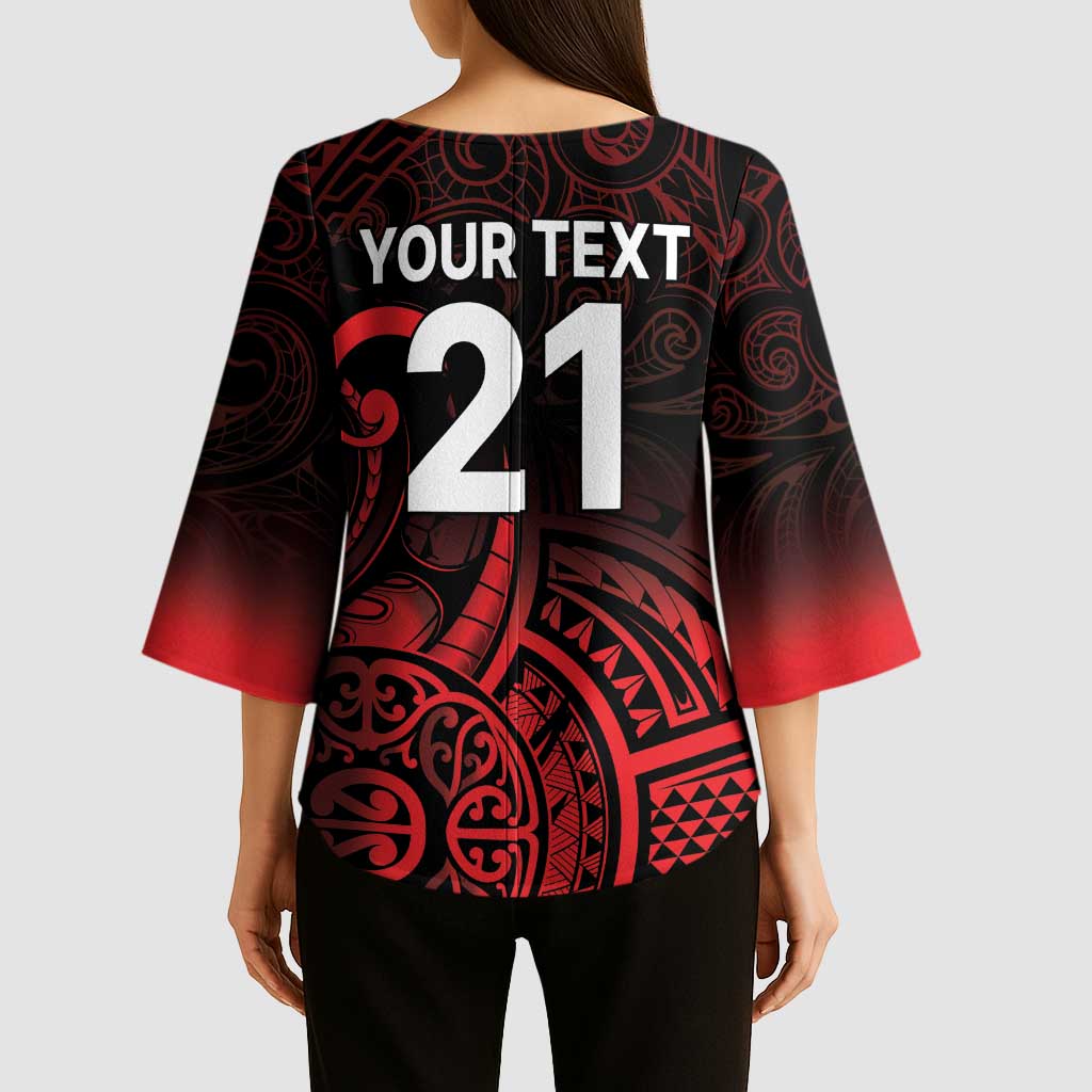 New Zealand Rugby Pacific Custom Kimono Sleeve Blouse Whatumoana Maori Tribal Tattoo - Polynesian Pride