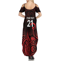 New Zealand Rugby Pacific Custom Summer Maxi Dress Whatumoana Maori Tribal Tattoo