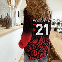 New Zealand Rugby Pacific Custom Women Casual Shirt Whatumoana Maori Tribal Tattoo