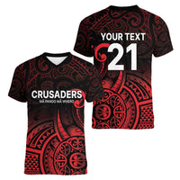 New Zealand Rugby Pacific Custom Women V-Neck T-Shirt Whatumoana Maori Tribal Tattoo