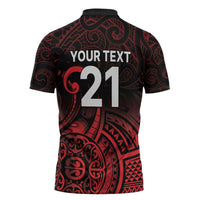 New Zealand Rugby Pacific Custom Zipper Polo Shirt Whatumoana Maori Tribal Tattoo - Polynesian Pride