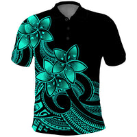 Polynesian Pride Plumeria Flowers Polo Shirt Polynesian Tribal Aqua Vibe LT9 Aqua - Polynesian Pride