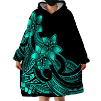 Polynesian Pride Plumeria Flowers Wearable Blanket Hoodie Polynesian Tribal Aqua Vibe LT9 - Polynesian Pride