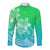 Polynesian Pride Plumeria Flowers Long Sleeve Button Shirt Polynesian Tribal Gradient Green LT9 Unisex Green - Polynesian Pride