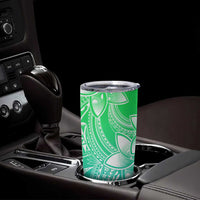 Polynesian Tribal Plumeria Flowers Tumbler Cup Gradient Green Vibe