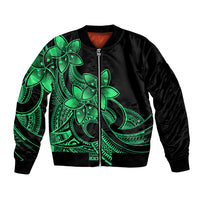 Polynesian Pride Plumeria Flowers Bomber Jacket Polynesian Tribal Green Vibe LT9 Unisex Green - Polynesian Pride