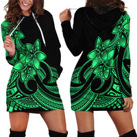 Polynesian Pride Plumeria Flowers Hoodie Dress Polynesian Tribal Green Vibe LT9 - Polynesian Pride