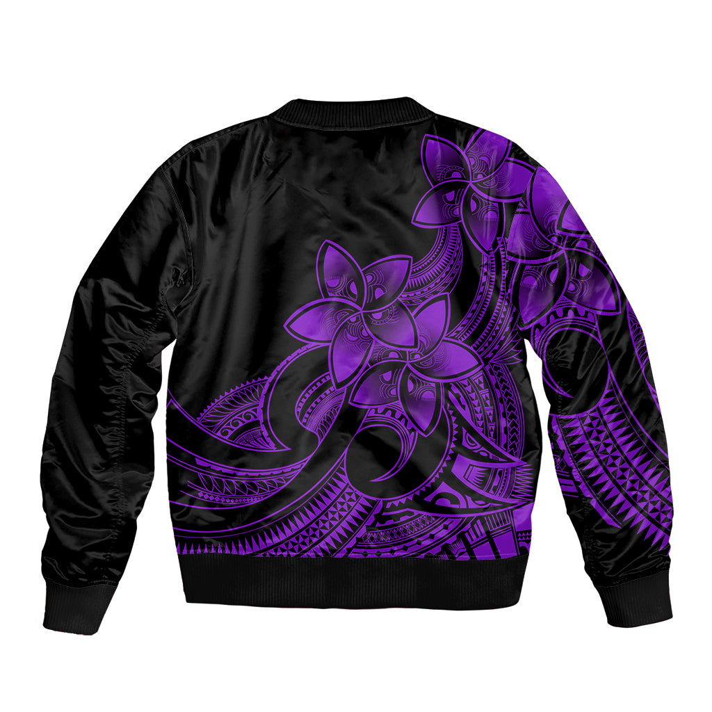 Polynesian Pride Plumeria Flowers Bomber Jacket Polynesian Tribal Purple Vibe LT9 - Polynesian Pride