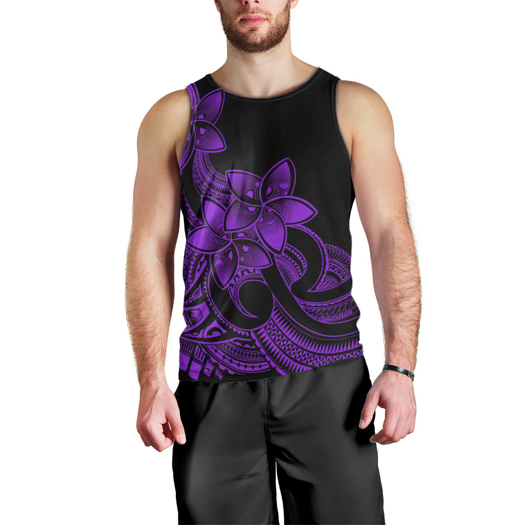 Polynesian Pride Plumeria Flowers Men Tank Top Polynesian Tribal Purple Vibe LT9 - Polynesian Pride