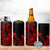 Polynesian Tribal Plumeria Flowers 4 in 1 Can Cooler Tumbler Red Vibe