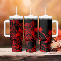 Polynesian Tribal Plumeria Flowers Tumbler With Handle Red Vibe
