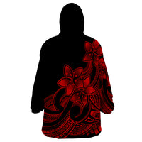 Polynesian Pride Plumeria Flowers Wearable Blanket Hoodie Polynesian Tribal Red Vibe LT9 - Polynesian Pride