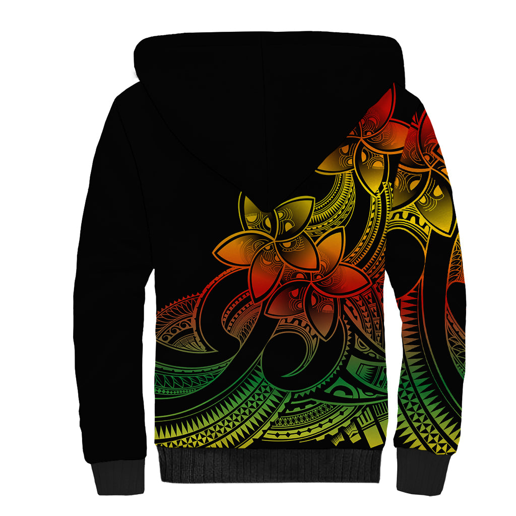 Polynesian Pride Plumeria Flowers Sherpa Hoodie Polynesian Tribal Reggae Vibe LT9 - Polynesian Pride