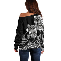 Polynesian Pride Plumeria Flowers Off Shoulder Sweater Polynesian Tribal White Vibe LT9 - Polynesian Pride