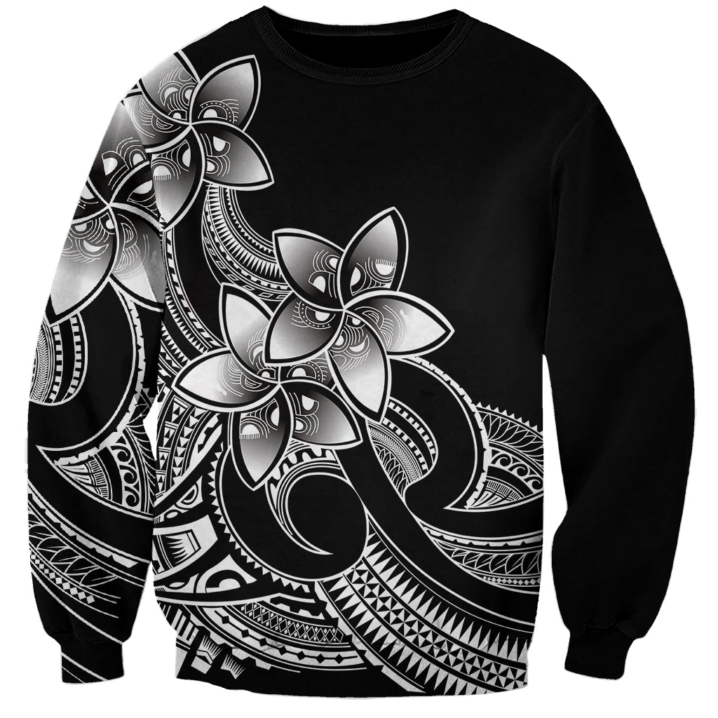 Polynesian Pride Plumeria Flowers Sweatshirt Polynesian Tribal White Vibe LT9 Unisex White - Polynesian Pride