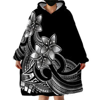 Polynesian Pride Plumeria Flowers Wearable Blanket Hoodie Polynesian Tribal White Vibe LT9 - Polynesian Pride