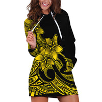 Polynesian Pride Plumeria Flowers Hoodie Dress Polynesian Tribal Yellow Vibe LT9 Yellow - Polynesian Pride