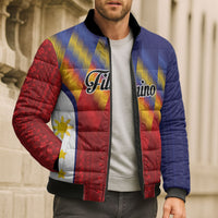 Personalized Philippines Eight Rays Sun Bomber Puffer Jacket Traditional Filipino Igorot Pattern Motif
