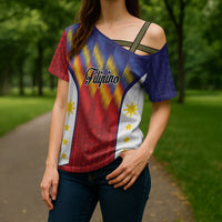 Personalized Philippines Eight Rays Sun Cross Shoulder Shirt Traditional Filipino Igorot Pattern Motif