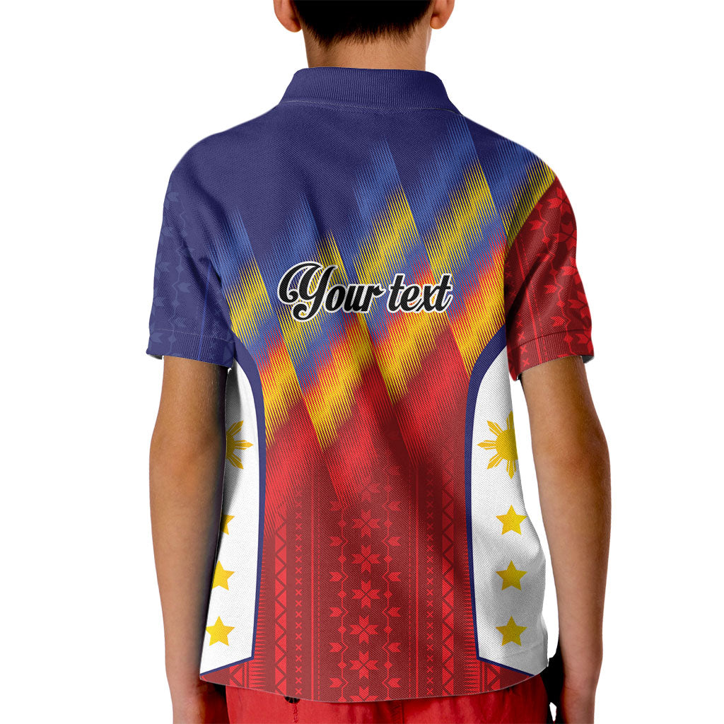 Personalized Philippines Eight Rays Sun Kid Polo Shirt Traditional Filipino Igorot Pattern Motif