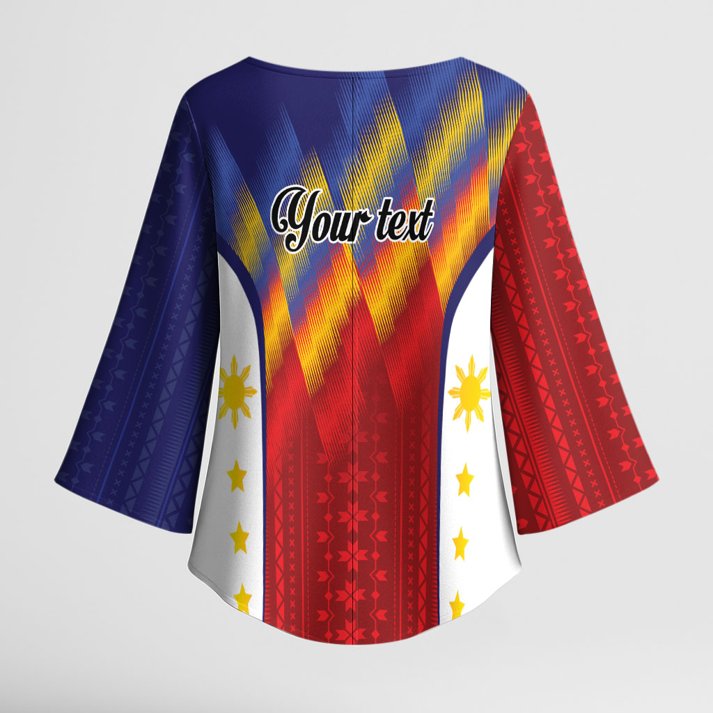 Personalized Philippines Eight Rays Sun Kimono Sleeve Blouse Traditional Filipino Igorot Pattern Motif