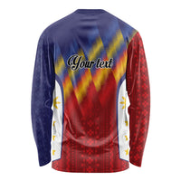 Personalized Philippines Eight Rays Sun Long Sleeve Shirt Traditional Filipino Igorot Pattern Motif