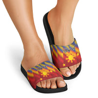 Personalized Philippines Eight Rays Sun Slide Sandals Traditional Filipino Igorot Pattern Motif