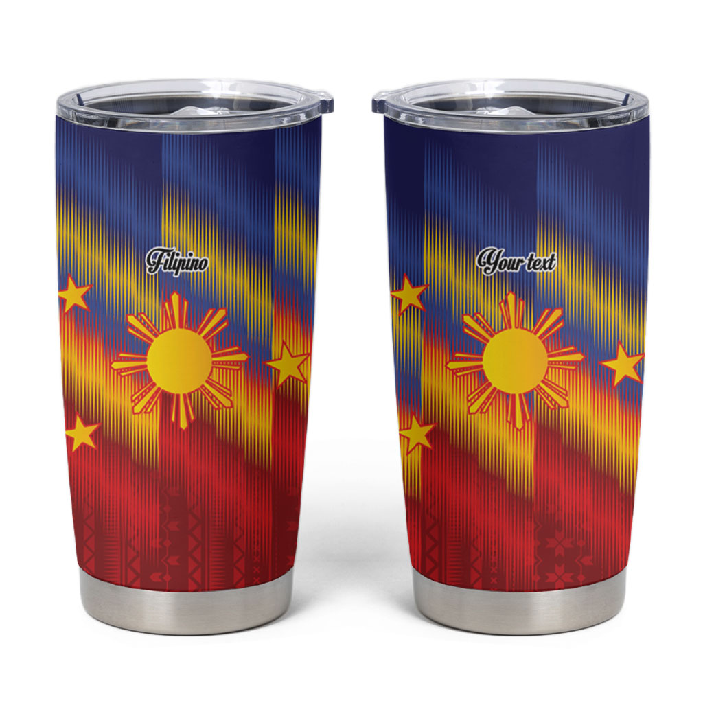 Personalized Philippines Eight Rays Sun Tumbler Cup Traditional Filipino Igorot Pattern Motif