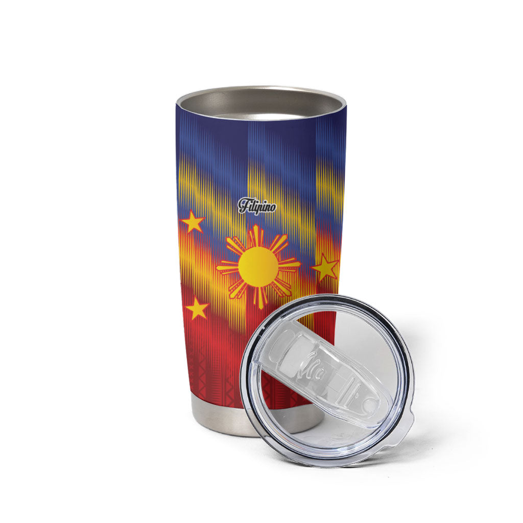Personalized Philippines Eight Rays Sun Tumbler Cup Traditional Filipino Igorot Pattern Motif