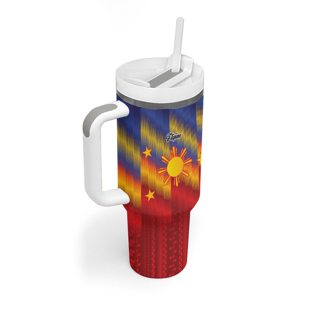 Personalized Philippines Eight Rays Sun Tumbler With Handle Traditional Filipino Igorot Pattern Motif
