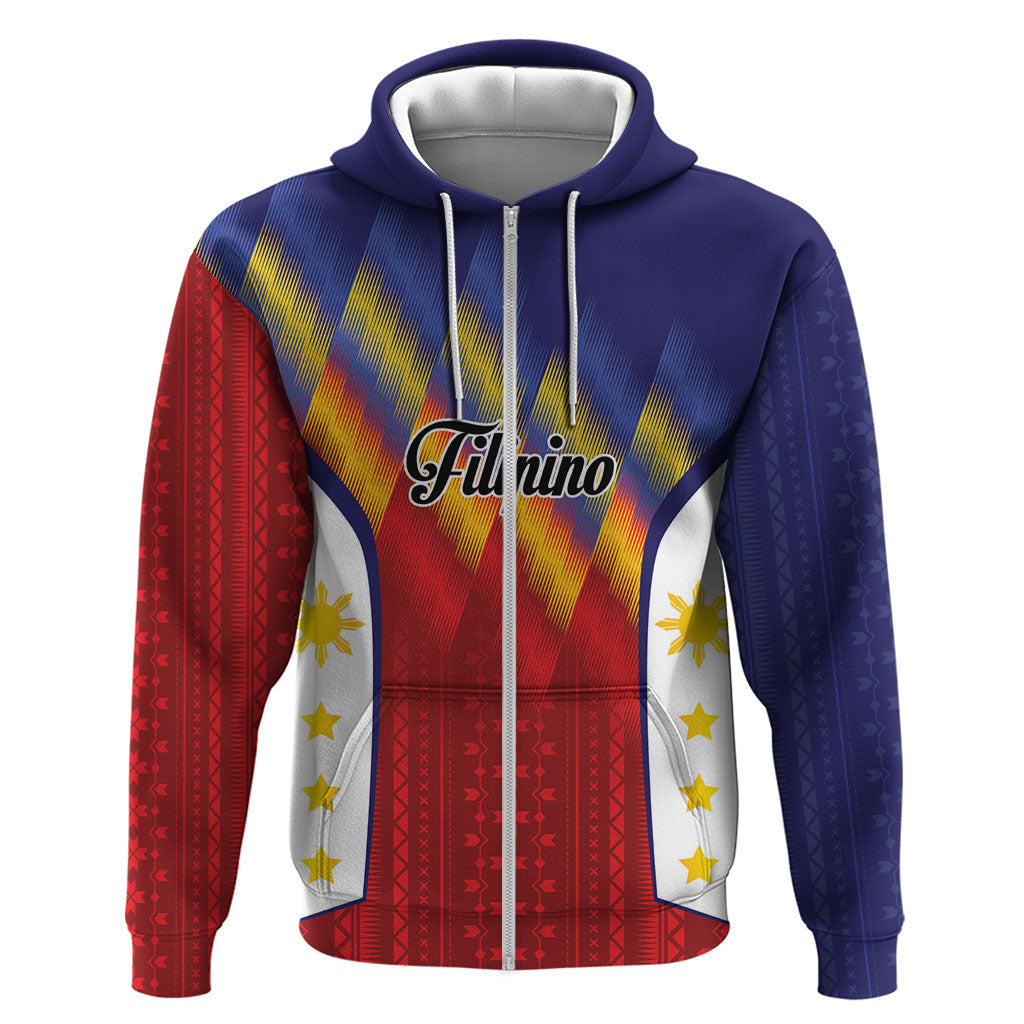 Personalized Philippines Eight Rays Sun Zip Hoodie Traditional Filipino Igorot Pattern Motif LT9 Zip Hoodie Red - Polynesian Pride