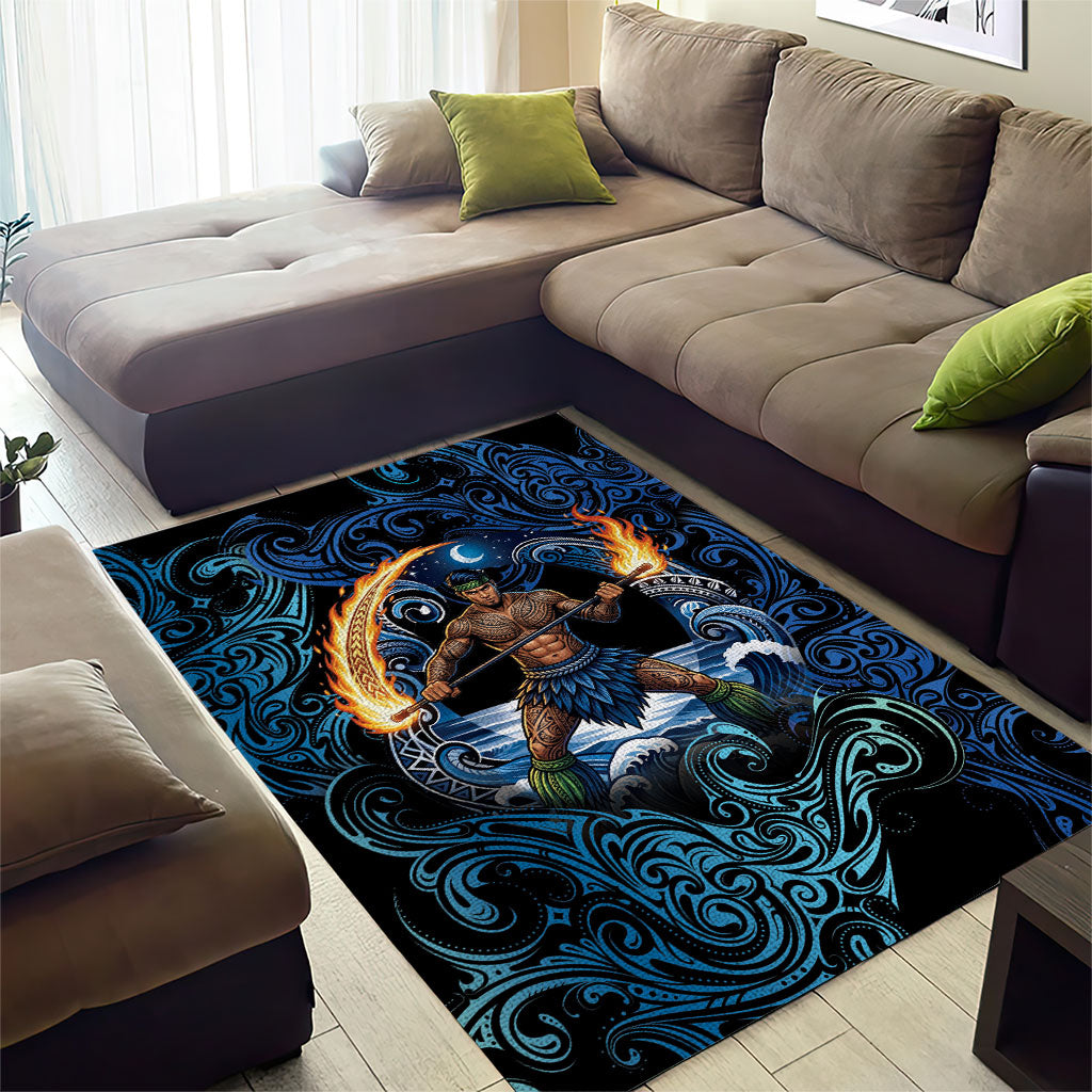 Samoa Siva Afi Area Rug Fireknife Fire Dance Pacific Tribal Motif