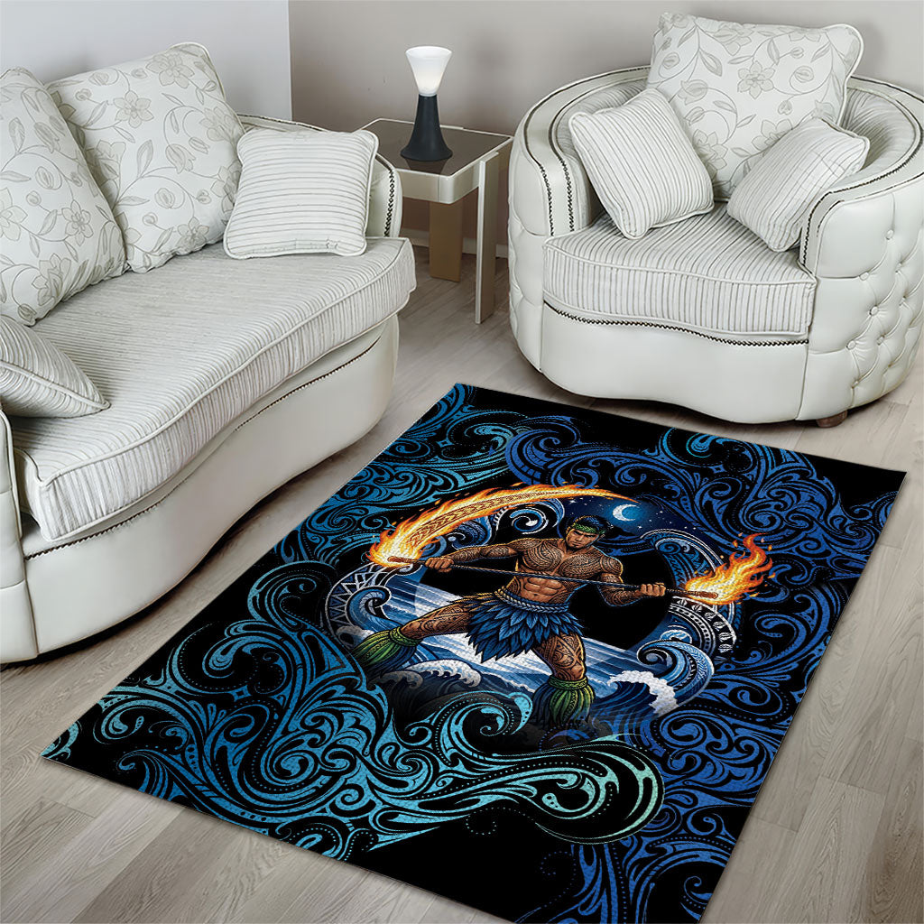 Samoa Siva Afi Area Rug Fireknife Fire Dance Pacific Tribal Motif