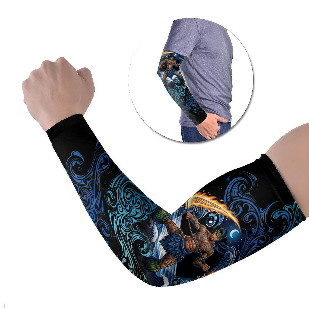 Samoa Siva Afi Arm Sleeves Fireknife Fire Dance Pacific Tribal Motif LT9 Set of 2 Blue - Polynesian Pride