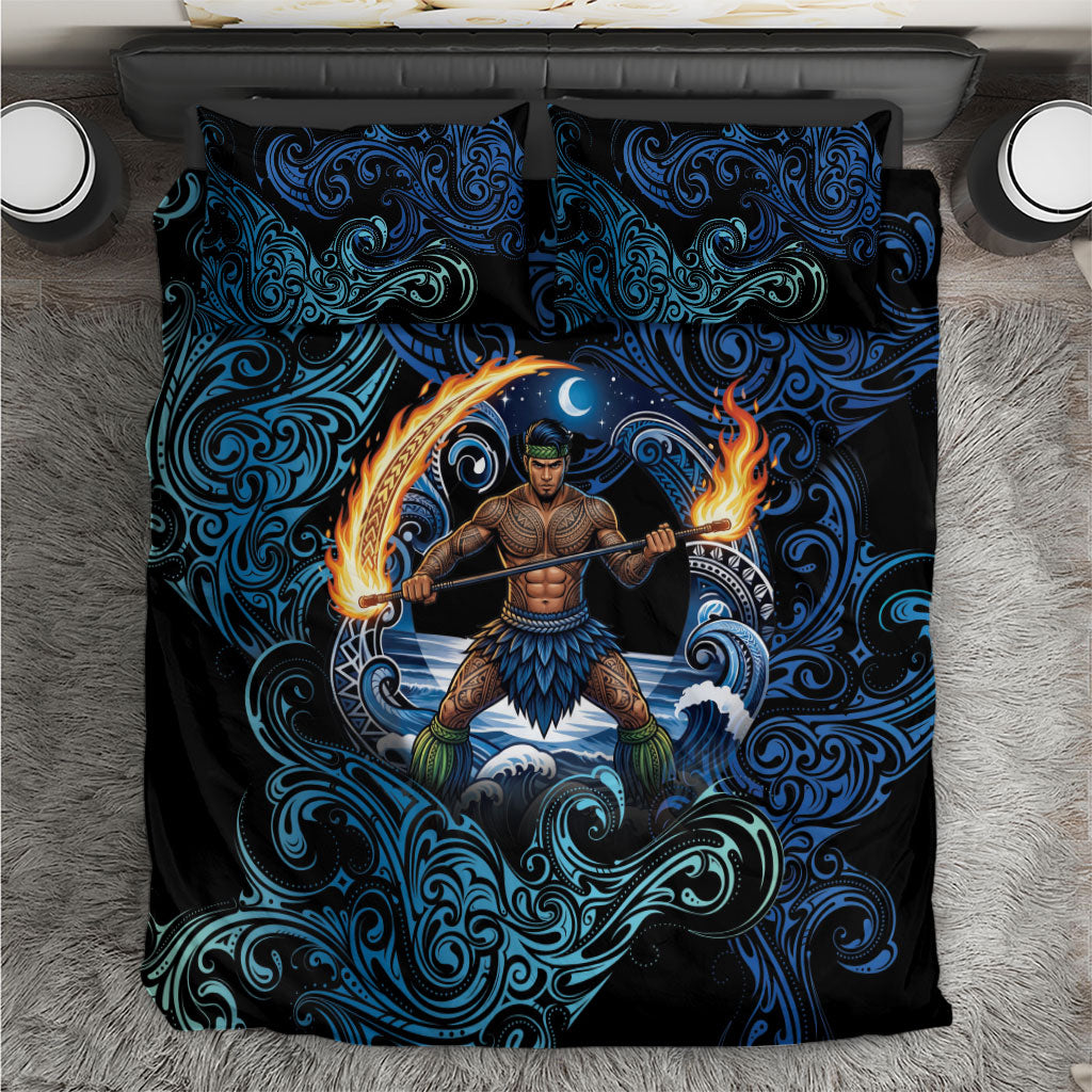 Samoa Siva Afi Bedding Set Fireknife Fire Dance Pacific Tribal Motif