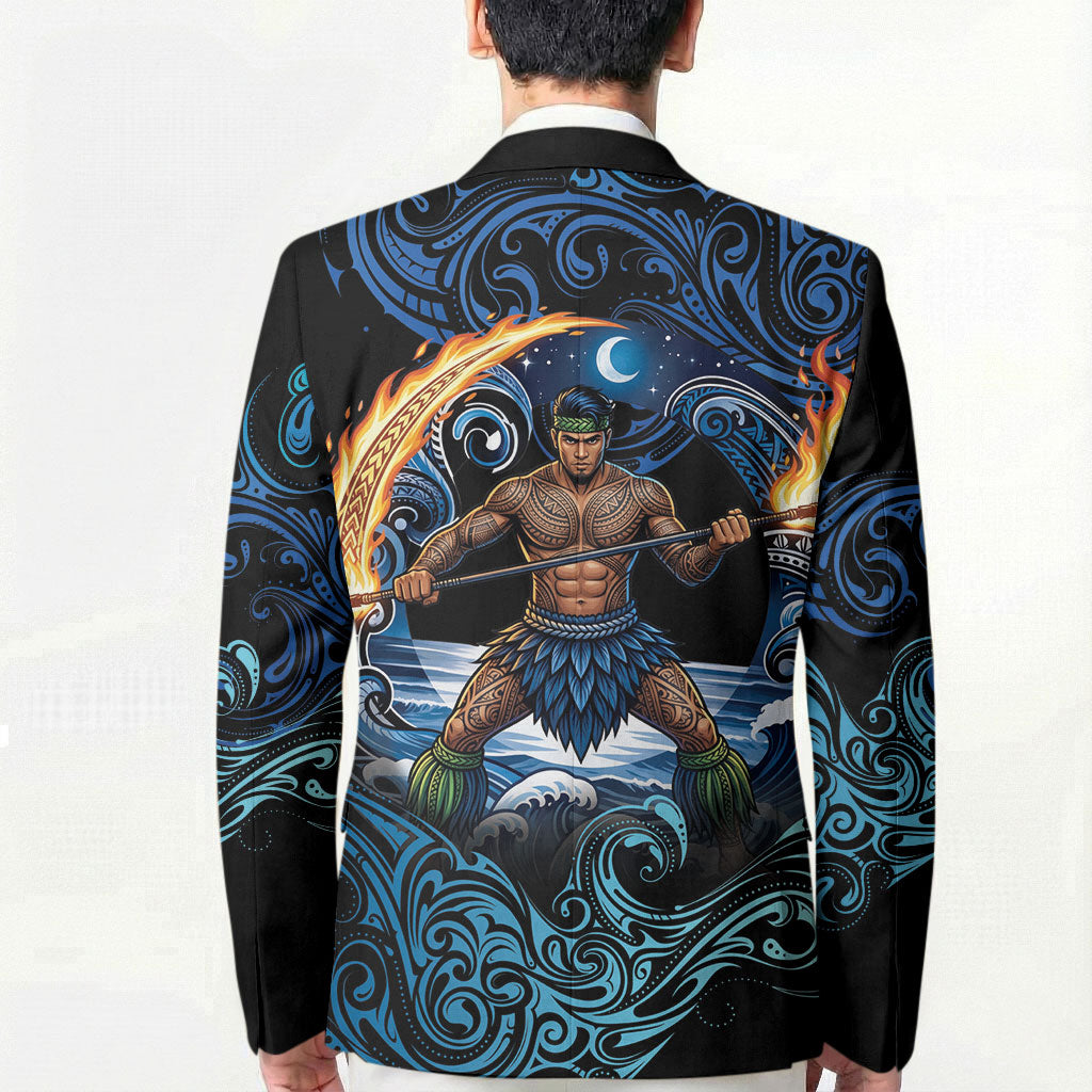 Samoa Siva Afi Blazer Fireknife Fire Dance Pacific Tribal Motif
