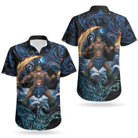 Samoa Siva Afi Couples Matching Tank Maxi Dress and Hawaiian Shirt Fireknife Fire Dance Pacific Tribal Motif