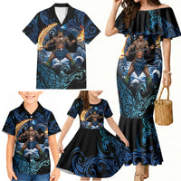 Samoa Siva Afi Family Matching Mermaid Dress and Hawaiian Shirt Fireknife Fire Dance Pacific Tribal Motif