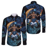 Samoa Siva Afi Family Matching Summer Maxi Dress and Hawaiian Shirt Fireknife Fire Dance Pacific Tribal Motif