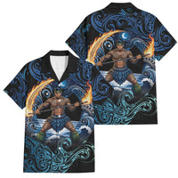 Samoa Siva Afi Family Matching Tank Maxi Dress and Hawaiian Shirt Fireknife Fire Dance Pacific Tribal Motif