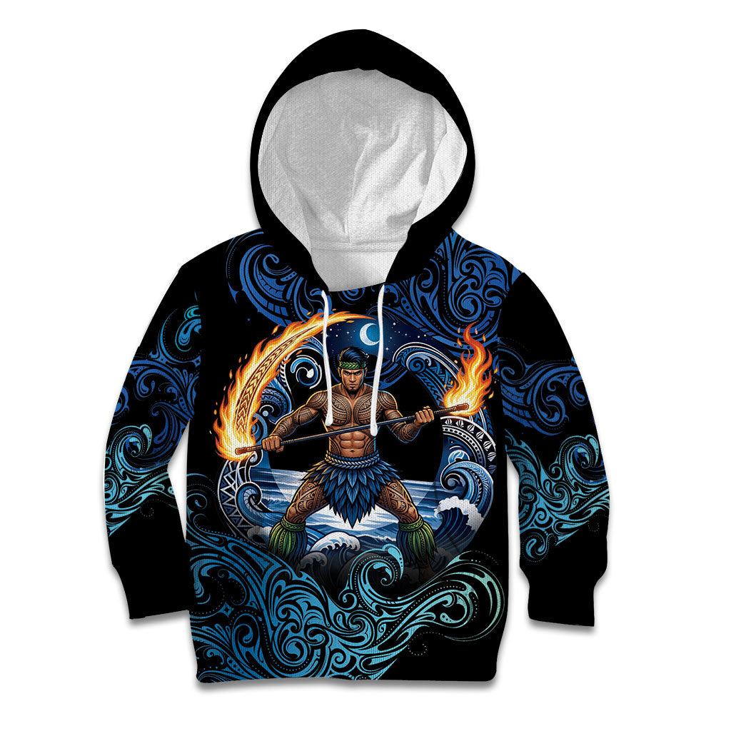 Samoa Siva Afi Kid Hoodie Fireknife Fire Dance Pacific Tribal Motif