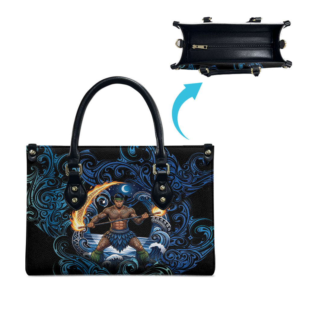 Samoa Siva Afi Leather Bag Fireknife Fire Dance Pacific Tribal Motif