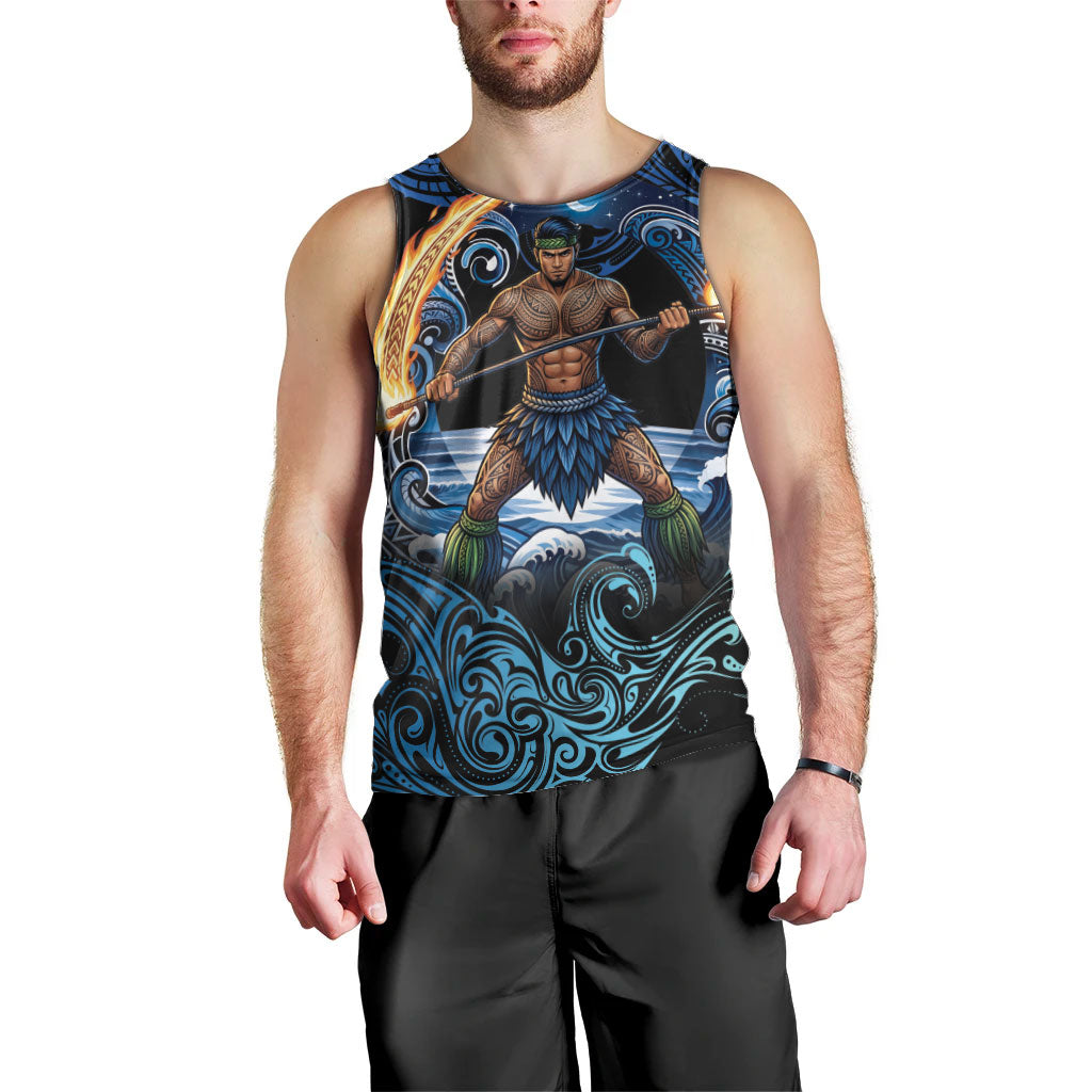 Samoa Siva Afi Men Tank Top Fireknife Fire Dance Pacific Tribal Motif