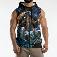 Samoa Siva Afi Sleeveless Zip Hoodie Fireknife Fire Dance Pacific Tribal Motif
